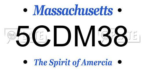 5CDM38 Massachusetts License Plate