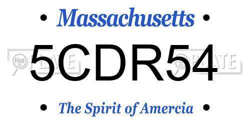 5CDR54 Massachusetts License Plate
