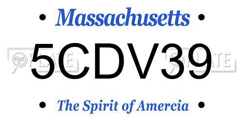 5CDV39 Massachusetts License Plate