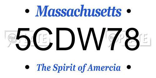 5CDW78 Massachusetts License Plate