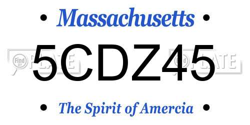 5CDZ45 Massachusetts License Plate