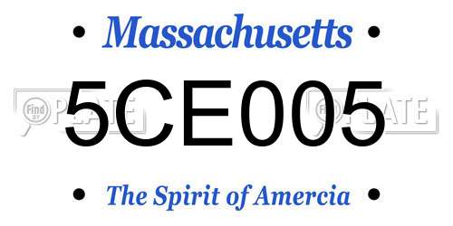 5CE005 Massachusetts License Plate