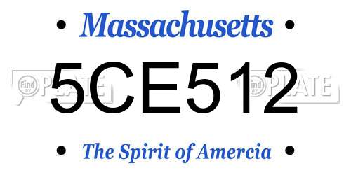 5CE512 Massachusetts License Plate