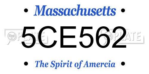 5CE562 Massachusetts License Plate