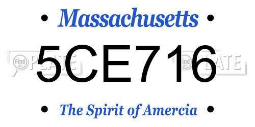 5CE716 Massachusetts License Plate