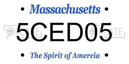 5CED05 Massachusetts License Plate