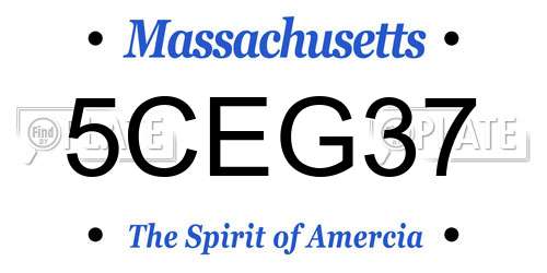 5CEG37 Massachusetts License Plate