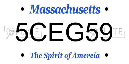 5CEG59 Massachusetts License Plate