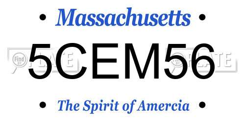 5CEM56 Massachusetts License Plate