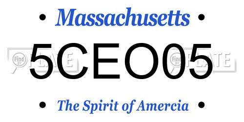 5CEO05 Massachusetts License Plate