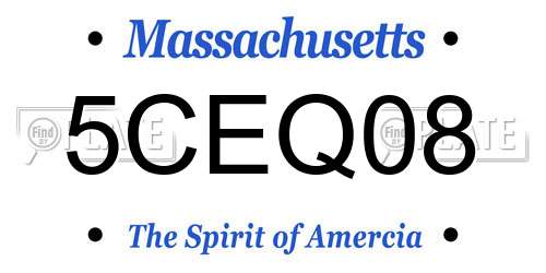 5CEQ08 Massachusetts License Plate