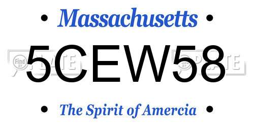 5CEW58 Massachusetts License Plate