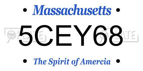 5CEY68 Massachusetts License Plate