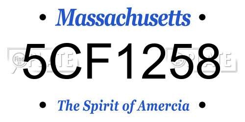 5CF1258 Massachusetts License Plate