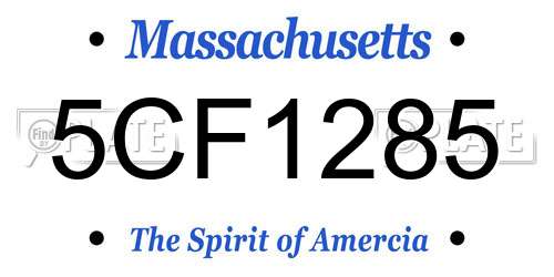 5CF1285 Massachusetts License Plate
