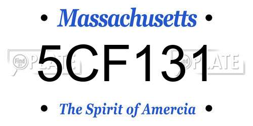 5CF131 Massachusetts License Plate