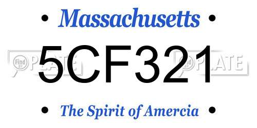 5CF321 Massachusetts License Plate