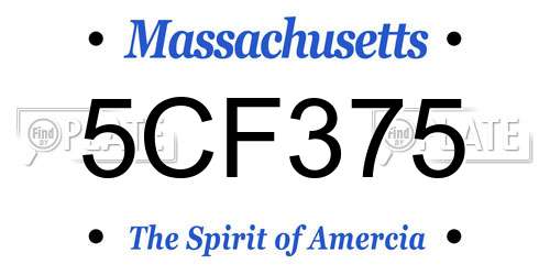 5CF375 Massachusetts License Plate