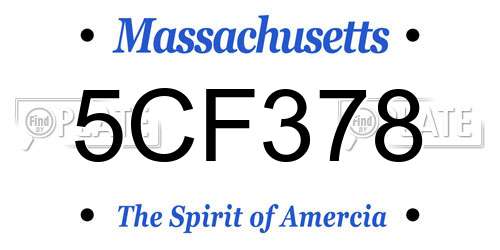 5CF378 Massachusetts License Plate