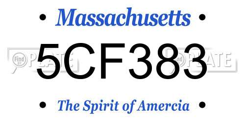 5CF383 Massachusetts License Plate