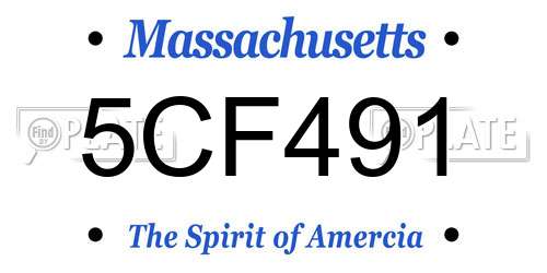 5CF491 Massachusetts License Plate
