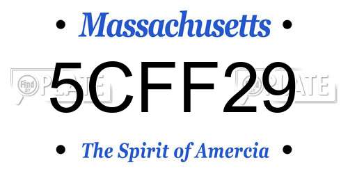 5CFF29 Massachusetts License Plate