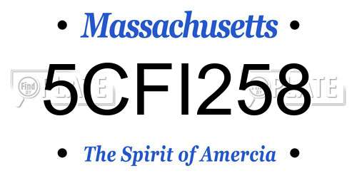 5CFI258 Massachusetts License Plate