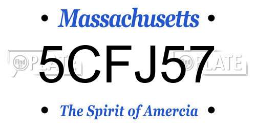 5CFJ57 Massachusetts License Plate