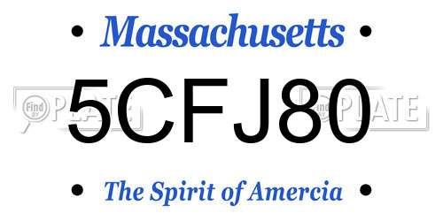 5CFJ80 Massachusetts License Plate