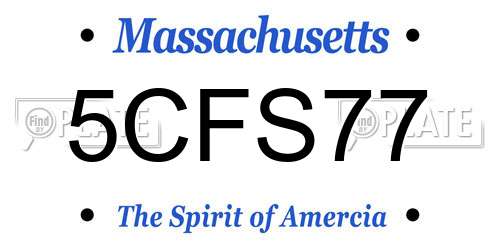 5CFS77 Massachusetts License Plate
