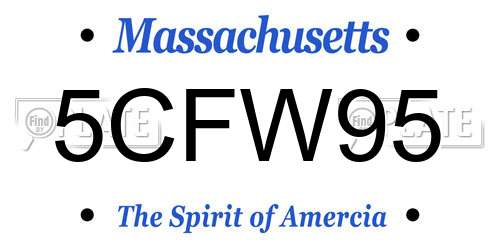 5CFW95 Massachusetts License Plate