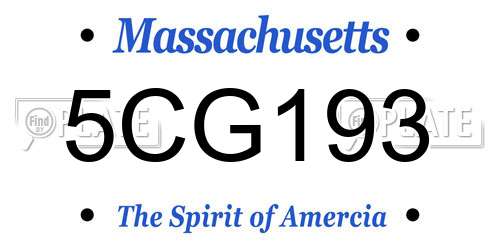 5CG193 Massachusetts License Plate