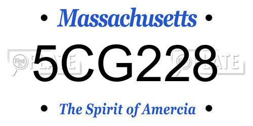 5CG228 Massachusetts License Plate