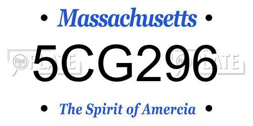 5CG296 Massachusetts License Plate