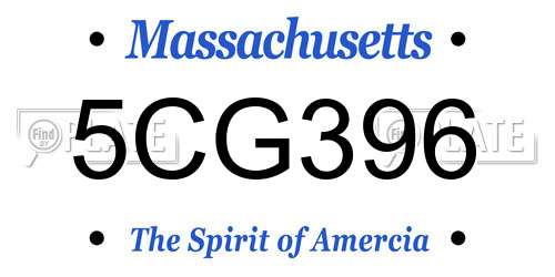 5CG396 Massachusetts License Plate