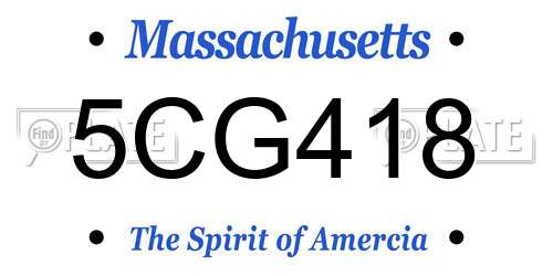 5CG418 Massachusetts License Plate