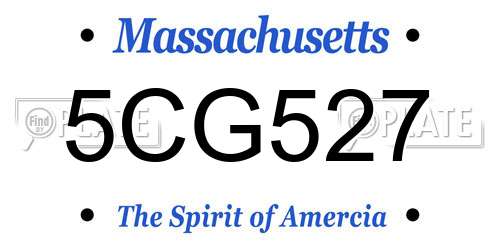 5CG527 Massachusetts License Plate