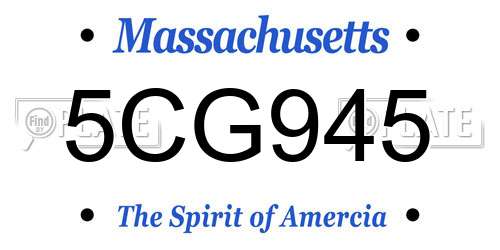 5CG945 Massachusetts License Plate