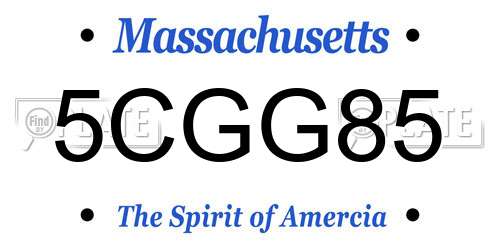5CGG85 Massachusetts License Plate