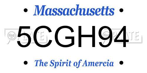 5CGH94 Massachusetts License Plate