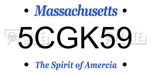 5CGK59 Massachusetts License Plate