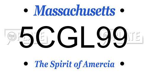 5CGL99 Massachusetts License Plate