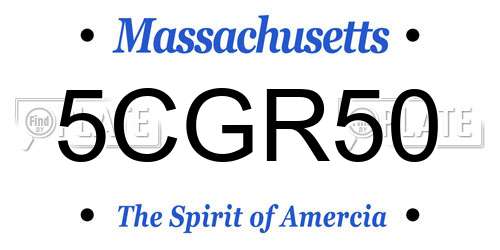 5CGR50 Massachusetts License Plate