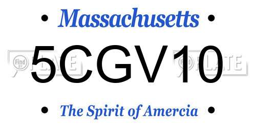 5CGV10 Massachusetts License Plate