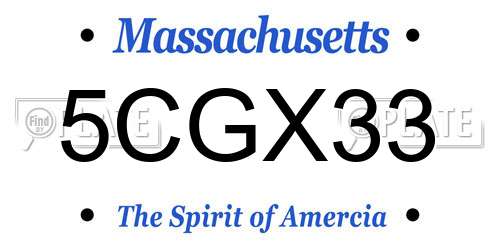 5CGX33 Massachusetts License Plate