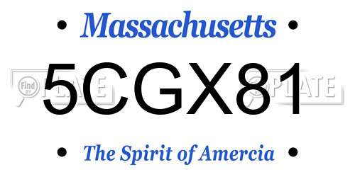 5CGX81 Massachusetts License Plate
