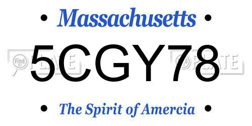 5CGY78 Massachusetts License Plate