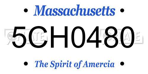 5CH0480 Massachusetts License Plate