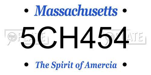 5CH454 Massachusetts License Plate