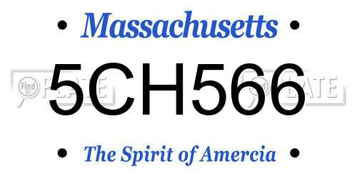 5CH566 Massachusetts License Plate